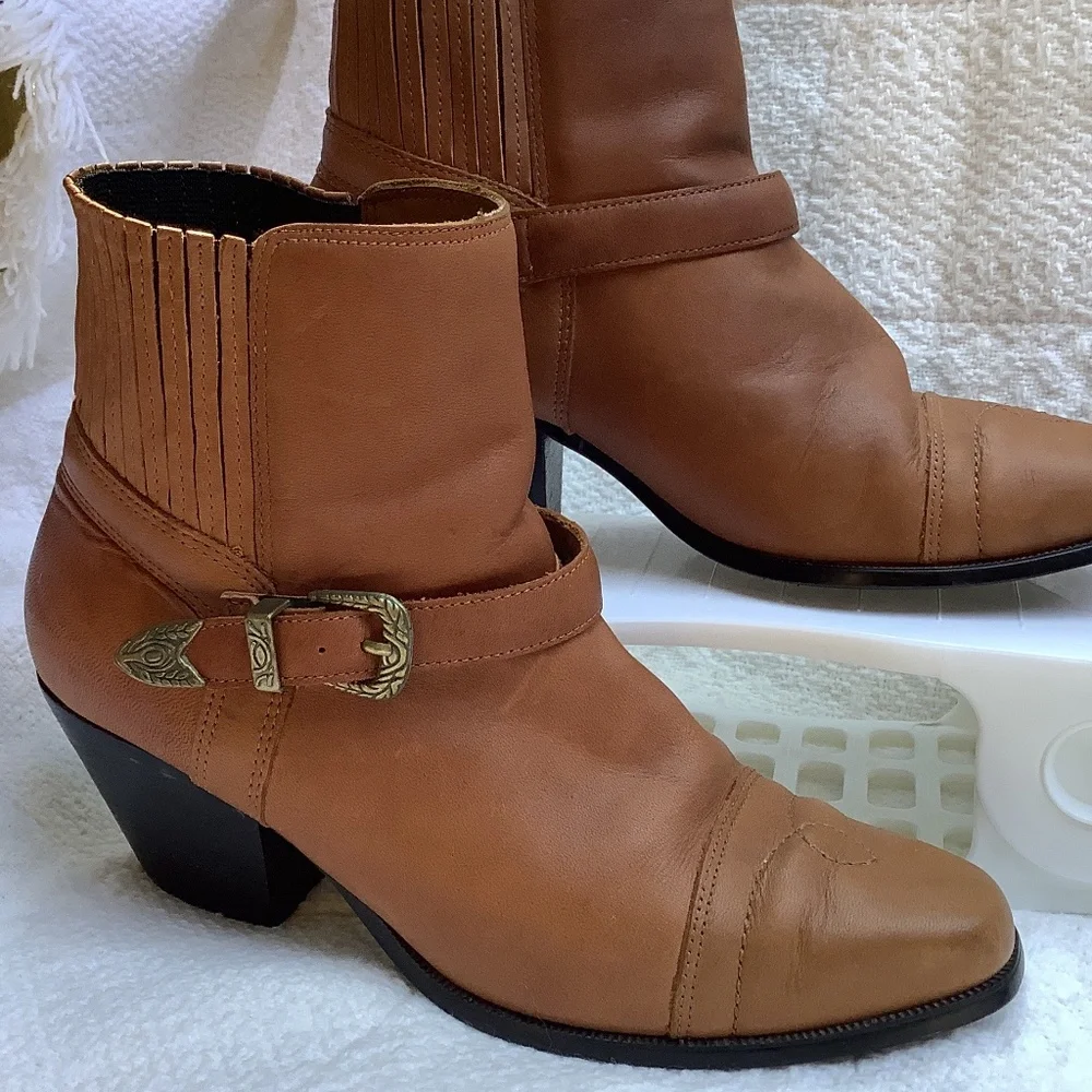 Dingo ankle‎ leather brown boot bootie cowgirl western